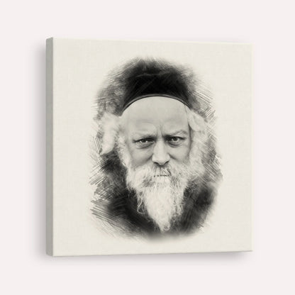 Reb Boruch Ber – Black & White – Canvas Square | Jewish Wall Art, Gedolim Pictures