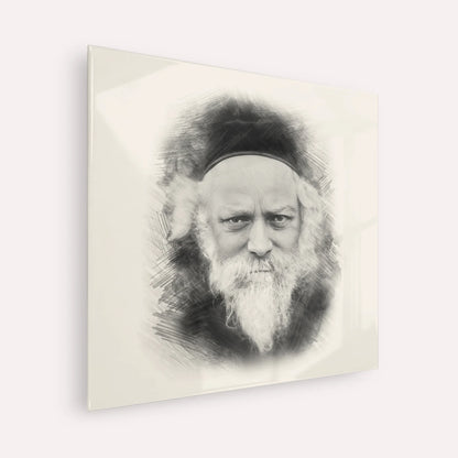 Reb Boruch Ber – Black & White – Acrylic Glass Square | Jewish Wall Art, Gedolim Pictures