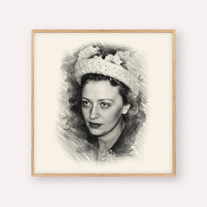 Rebbetzin Chaya Mushka Schneerson – Black & White – Wood Frame Square | Jewish Wall Art, Gedolim Pictures