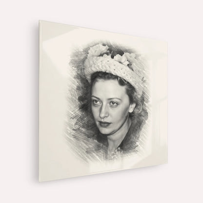 Rebbetzin Chaya Mushka Schneerson – Black & White – Acrylic Glass Square | Jewish Wall Art, Gedolim Pictures