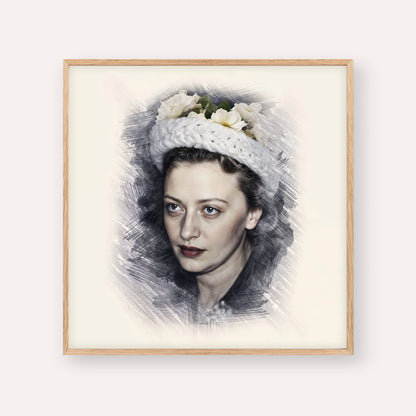 Rebbetzin Chaya Mushka Schneerson – Wood Frame Square | Jewish Wall Art, Gedolim Pictures