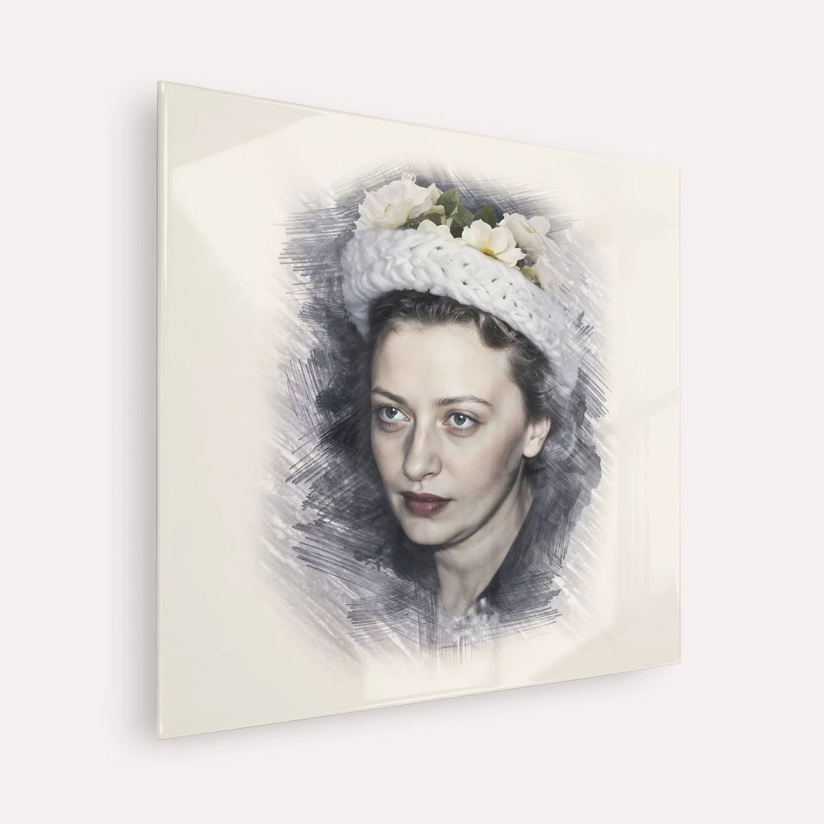 Rebbetzin Chaya Mushka Schneerson – Acrylic Glass Square | Jewish Wall Art, Gedolim Pictures