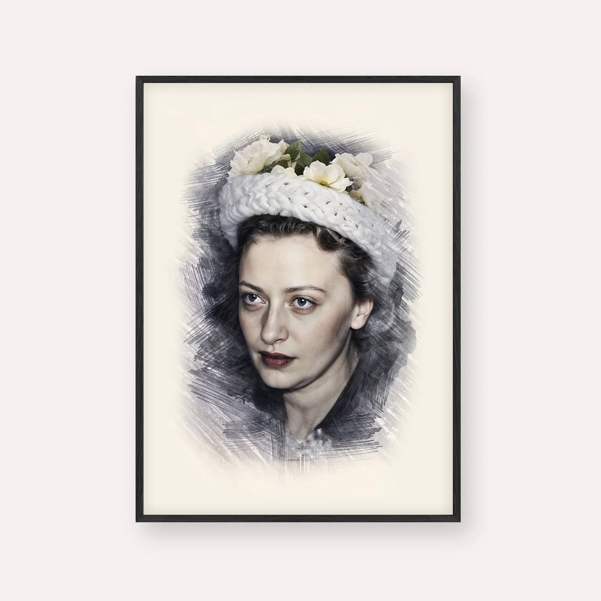 Rebbetzin Chaya Mushka Schneerson – Black Frame Vertical | Jewish Wall Art, Gedolim Pictures