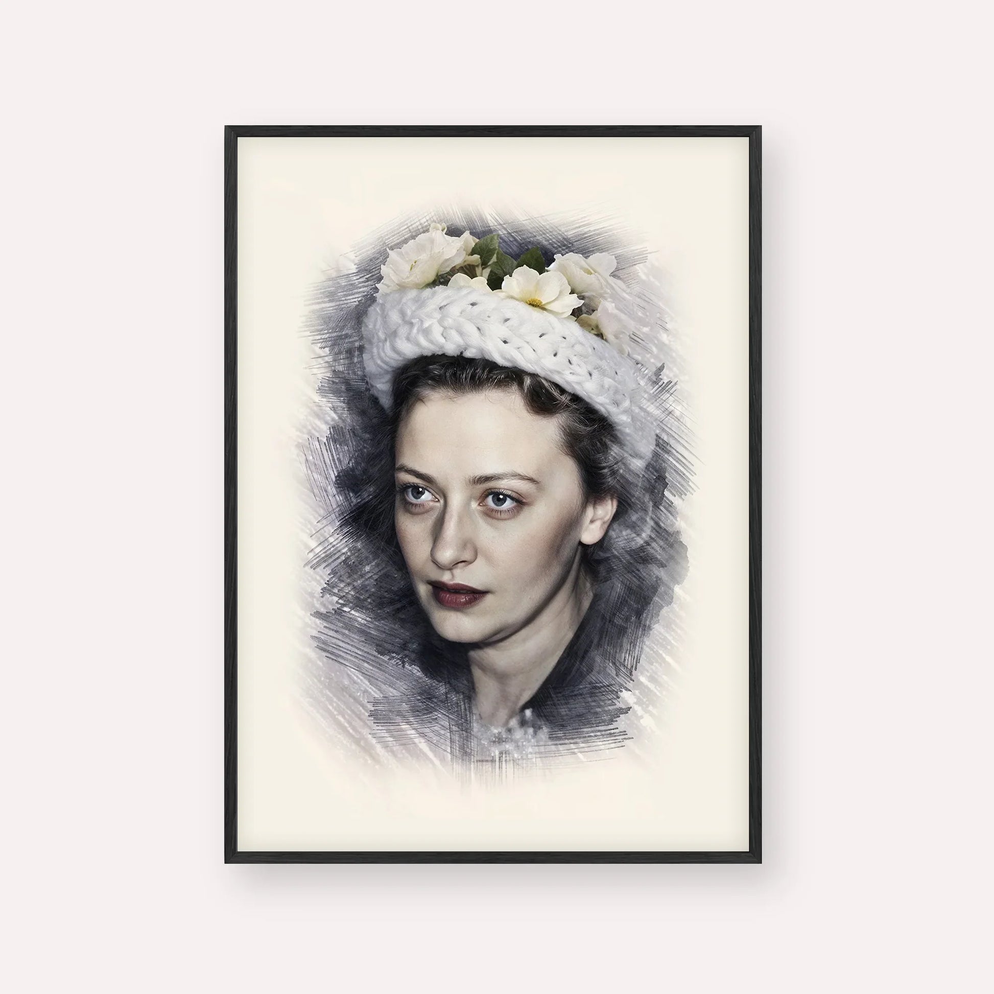 Rebbetzin Chaya Mushka Schneerson – Black Frame Vertical | Jewish Wall Art, Gedolim Pictures