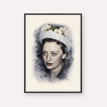 Rebbetzin Chaya Mushka Schneerson – Black Frame Vertical | Jewish Wall Art, Gedolim Pictures
