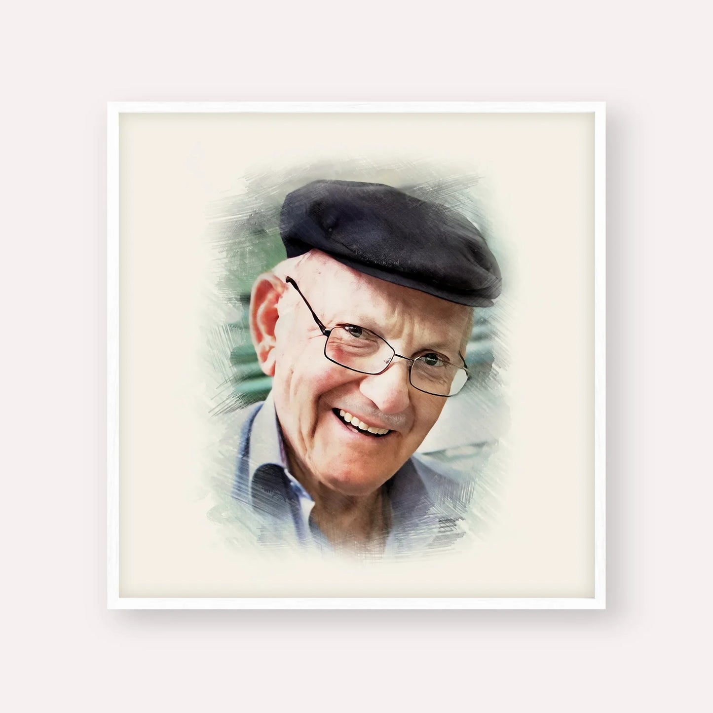 The Chalban - Rabbi Chaim Cohen – White Frame Square | Jewish Wall Art, Gedolim Pictures