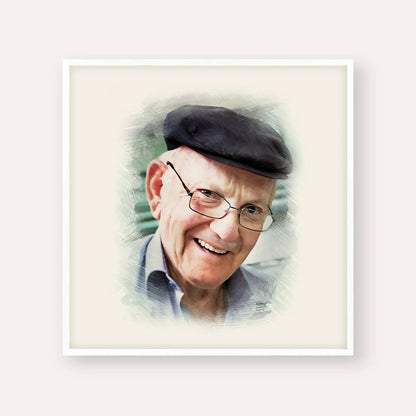 The Chalban - Rabbi Chaim Cohen – White Frame Square | Jewish Wall Art, Gedolim Pictures