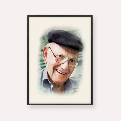 The Chalban - Rabbi Chaim Cohen – Black Frame Vertical | Jewish Wall Art, Gedolim Pictures