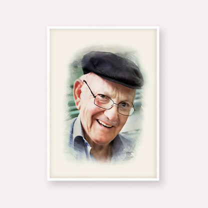 The Chalban - Rabbi Chaim Cohen – White Frame Vertical | Jewish Wall Art, Gedolim Pictures