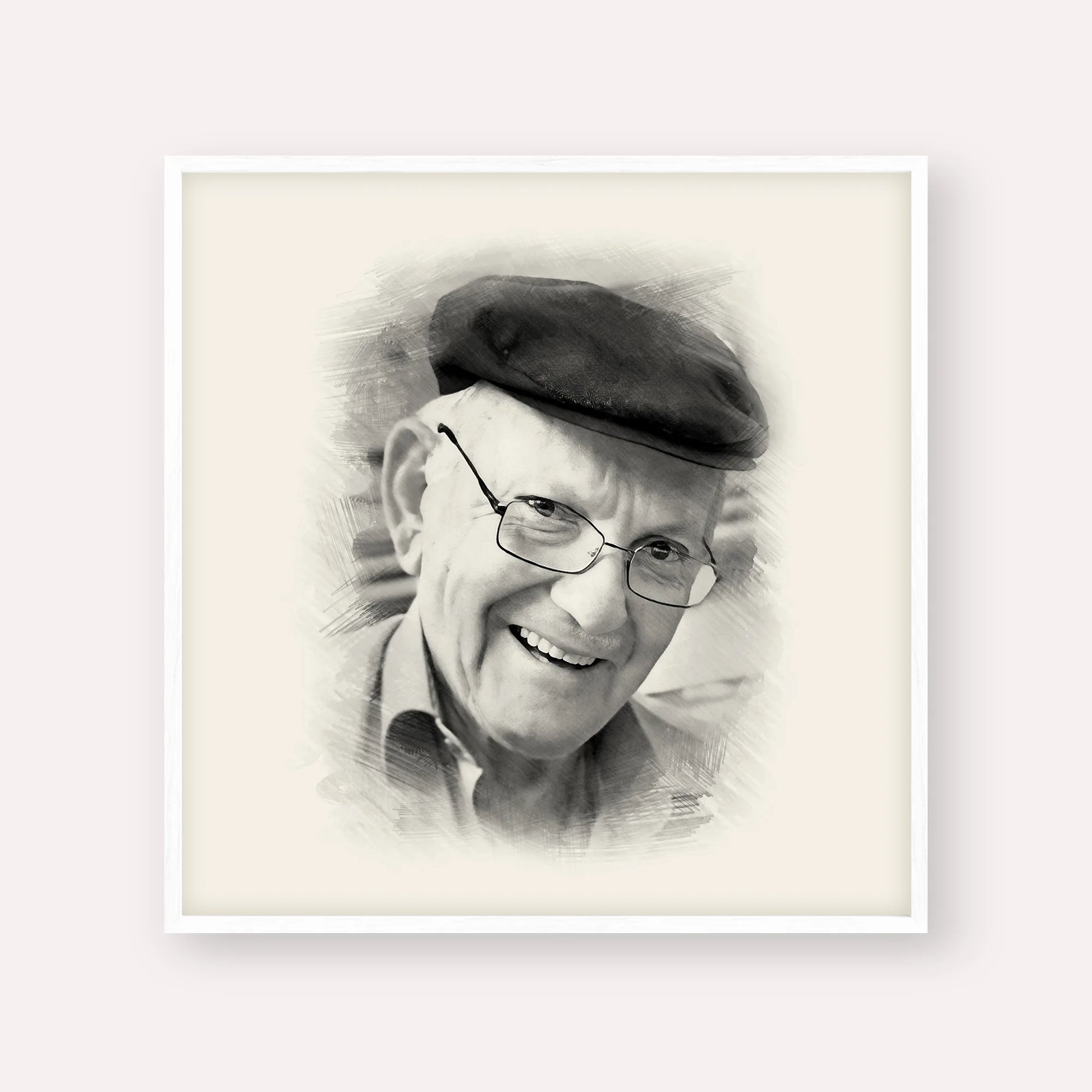 The Chalban - Rabbi Chaim Cohen – Black & White – White Frame Square | Jewish Wall Art, Gedolim Pictures