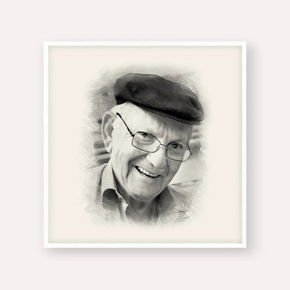 The Chalban - Rabbi Chaim Cohen – Black & White – White Frame Square | Jewish Wall Art, Gedolim Pictures