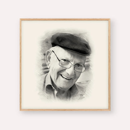 The Chalban - Rabbi Chaim Cohen – Black & White – Wood Frame Square | Jewish Wall Art, Gedolim Pictures