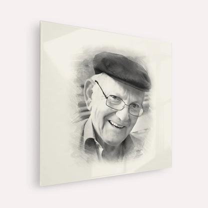 The Chalban - Rabbi Chaim Cohen – Black & White – Acrylic Glass Square | Jewish Wall Art, Gedolim Pictures