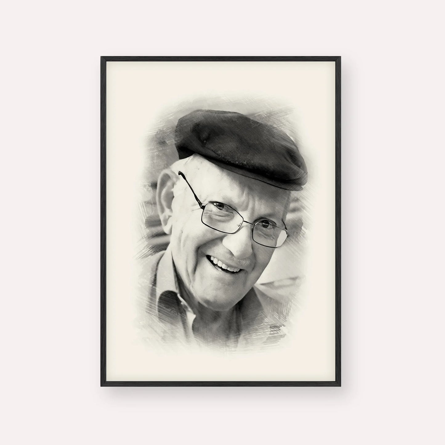 The Chalban - Rabbi Chaim Cohen – Black & White – Black Frame Vertical | Jewish Wall Art, Gedolim Pictures