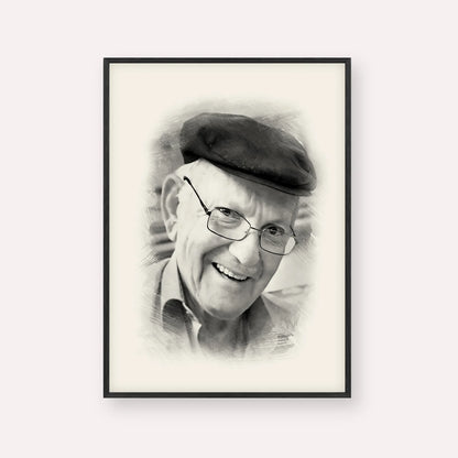 The Chalban - Rabbi Chaim Cohen – Black & White – Black Frame Vertical | Jewish Wall Art, Gedolim Pictures