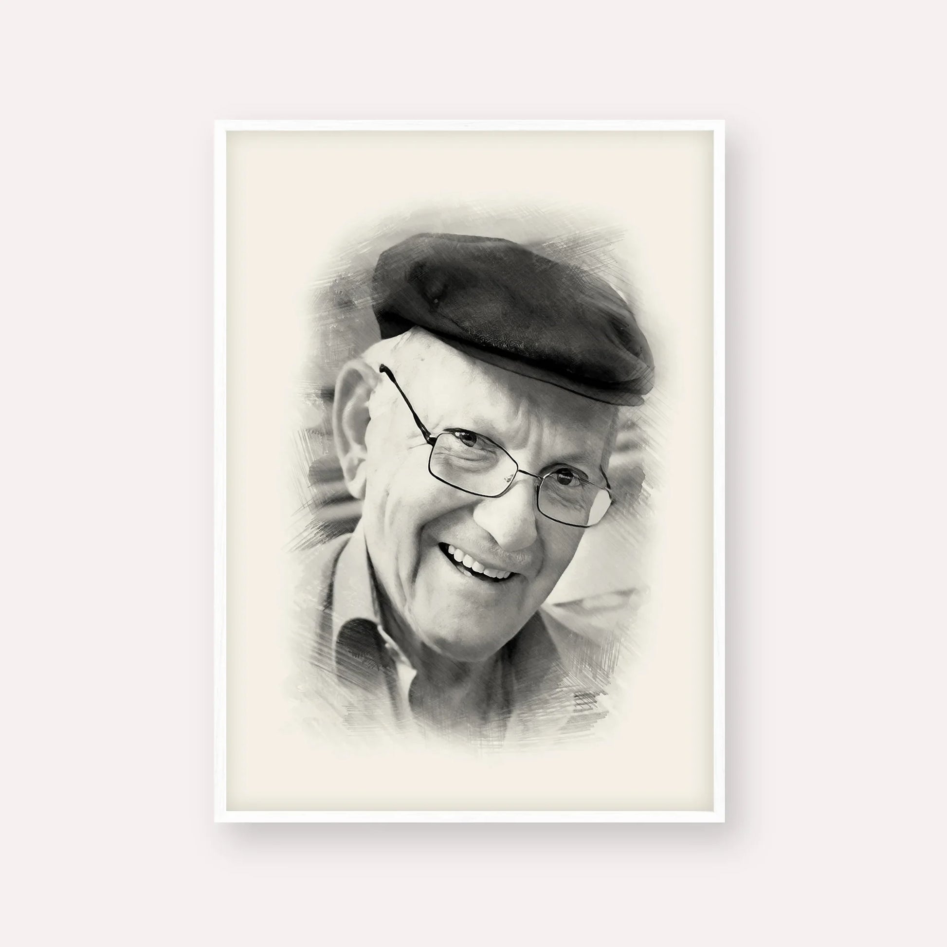 The Chalban - Rabbi Chaim Cohen – Black & White – White Frame Vertical | Jewish Wall Art, Gedolim Pictures