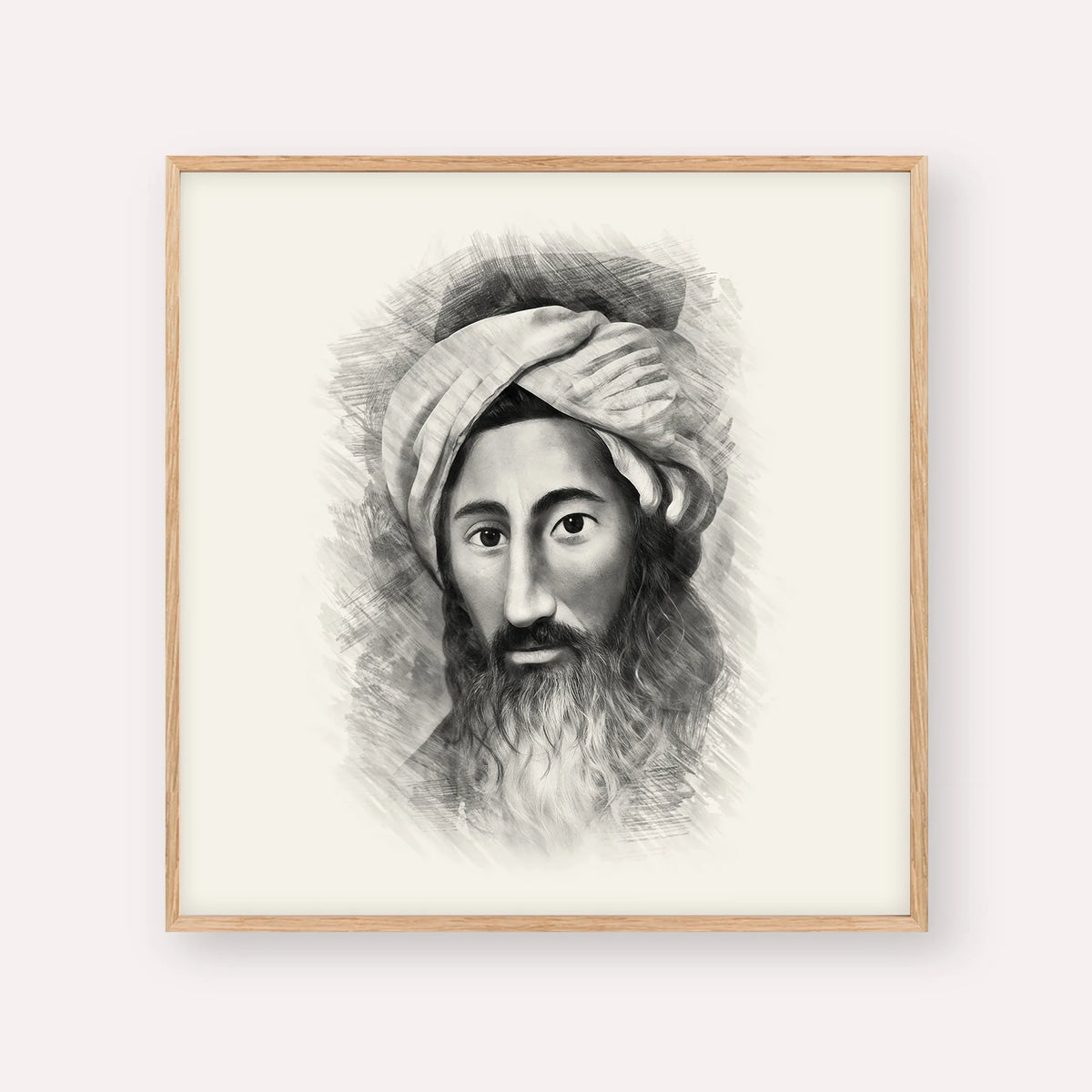 The Chida – Black & White – Wood Frame Square | Jewish Wall Art, Gedolim Pictures