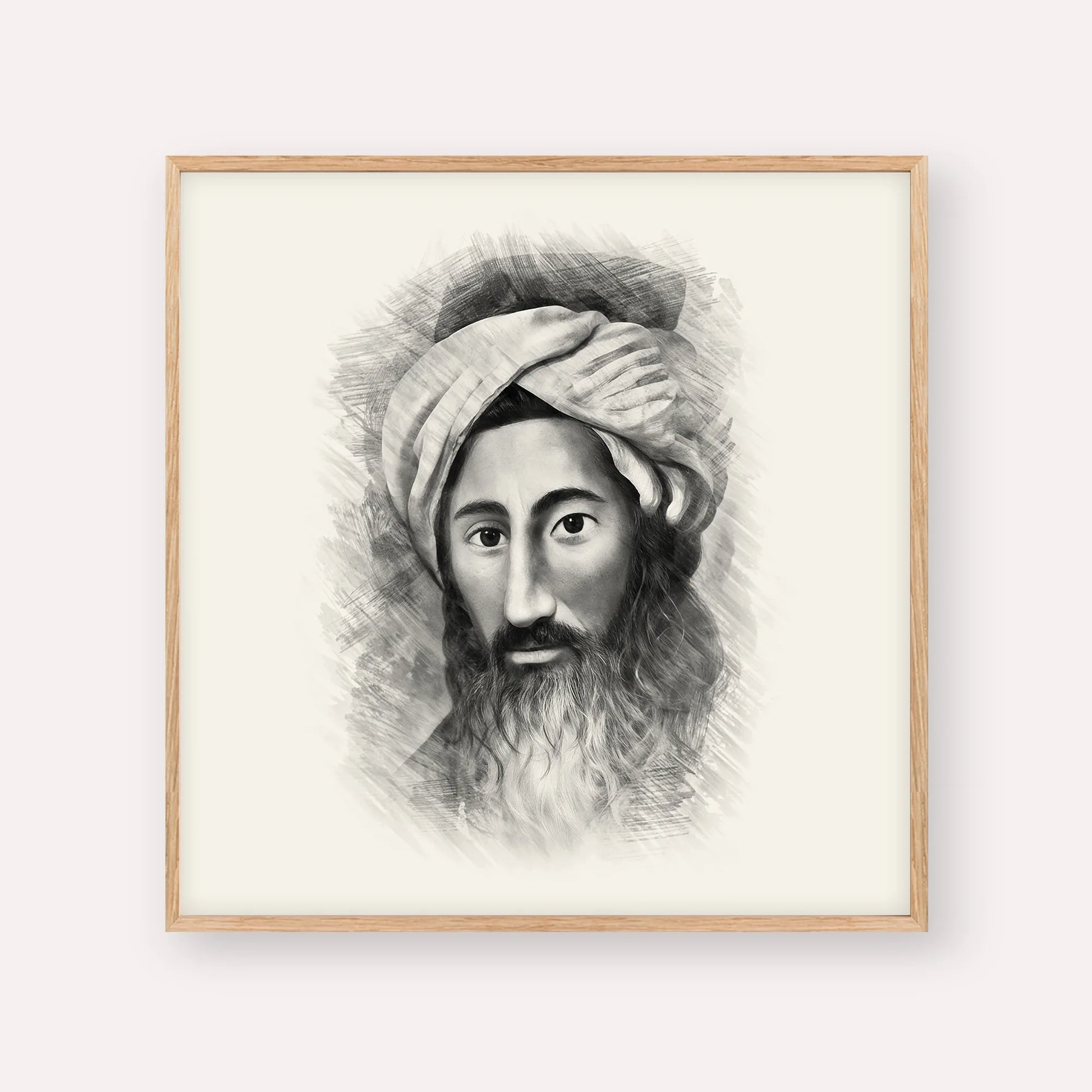 The Chida – Black & White – Wood Frame Square | Jewish Wall Art, Gedolim Pictures