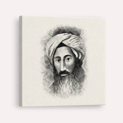The Chida – Black & White – Canvas Square | Jewish Wall Art, Gedolim Pictures