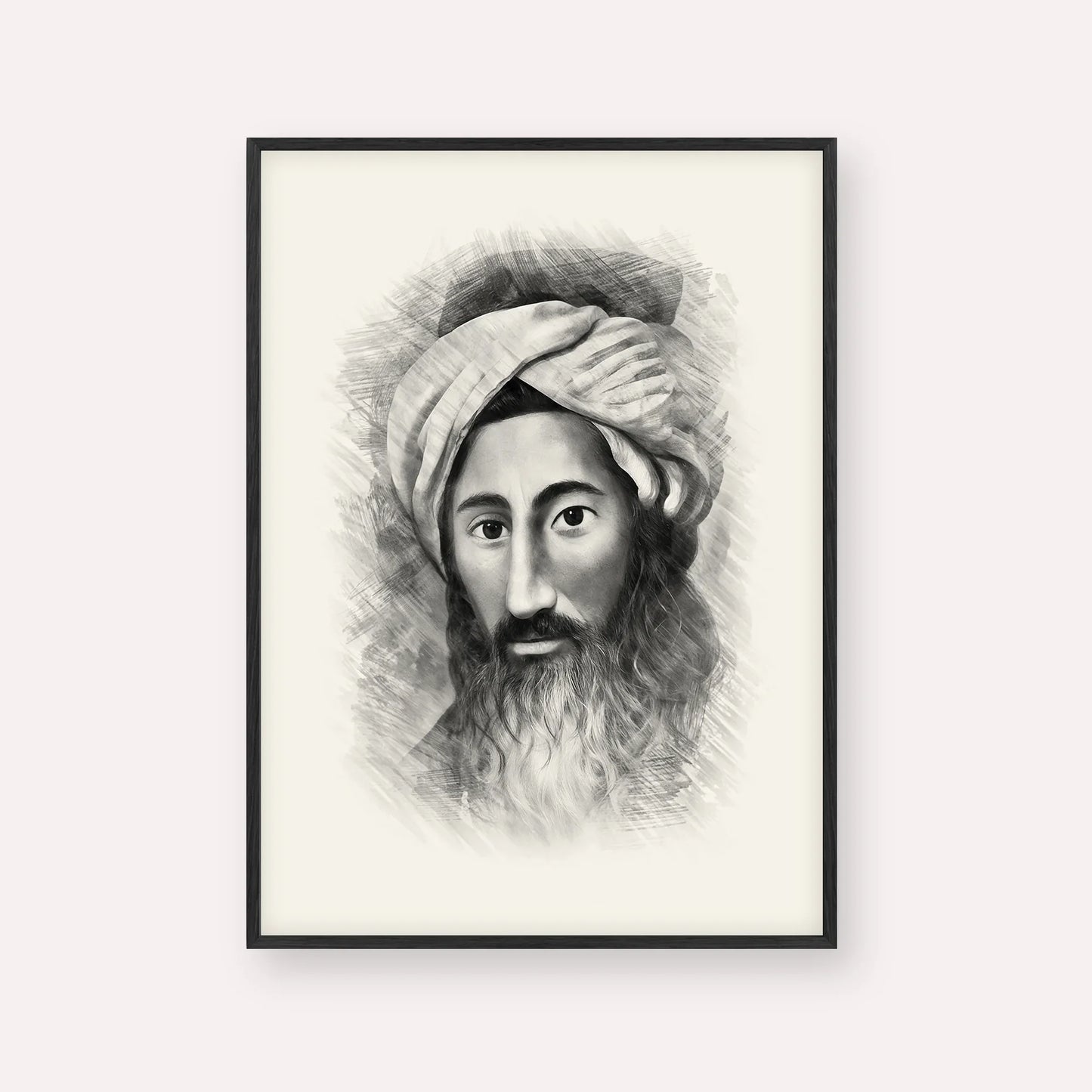 The Chida – Black & White – Black Frame Vertical | Jewish Wall Art, Gedolim Pictures