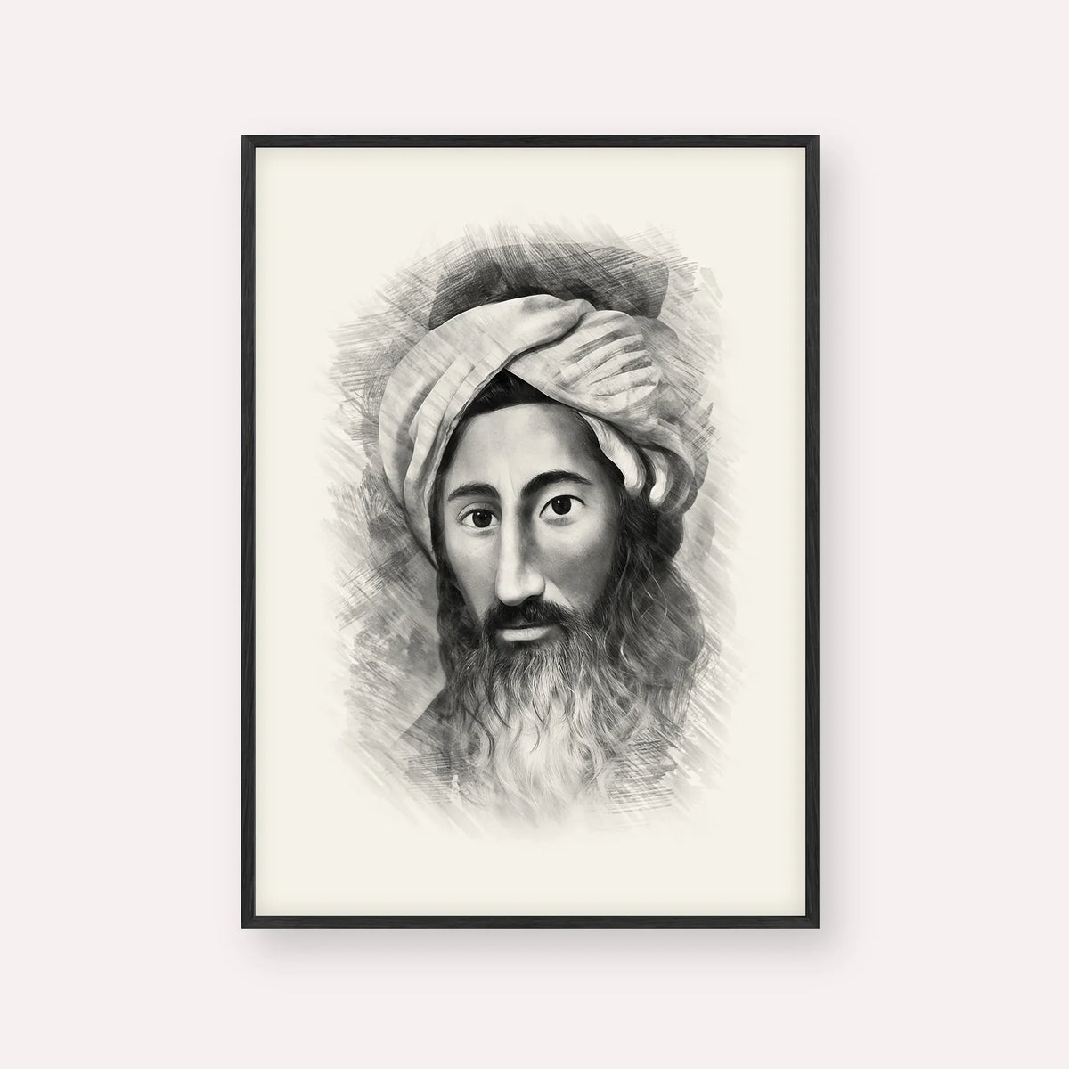 The Chida – Black & White – Black Frame Vertical | Jewish Wall Art, Gedolim Pictures