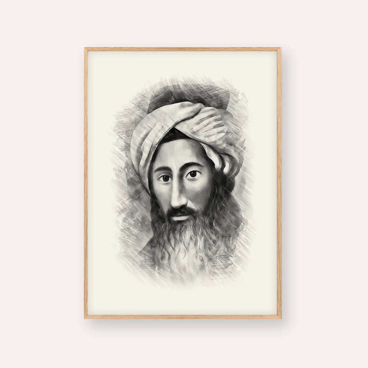 The Chida – Black & White – Wood Frame Vertical | Jewish Wall Art, Gedolim Pictures