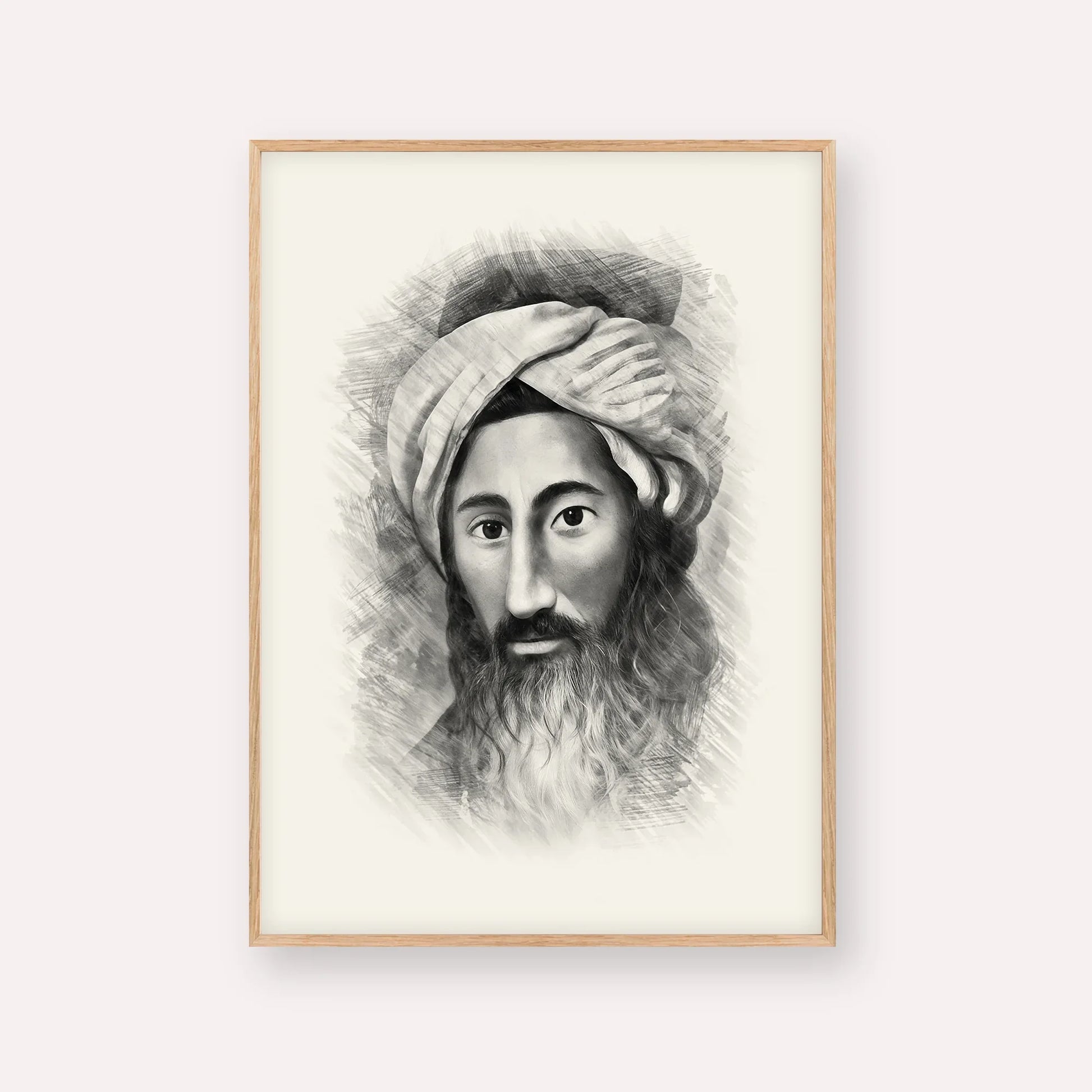 The Chida – Black & White – Wood Frame Vertical | Jewish Wall Art, Gedolim Pictures