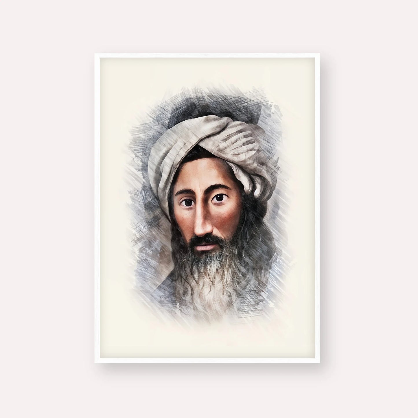 The Chida – White Frame Vertical | Jewish Wall Art, Gedolim Pictures