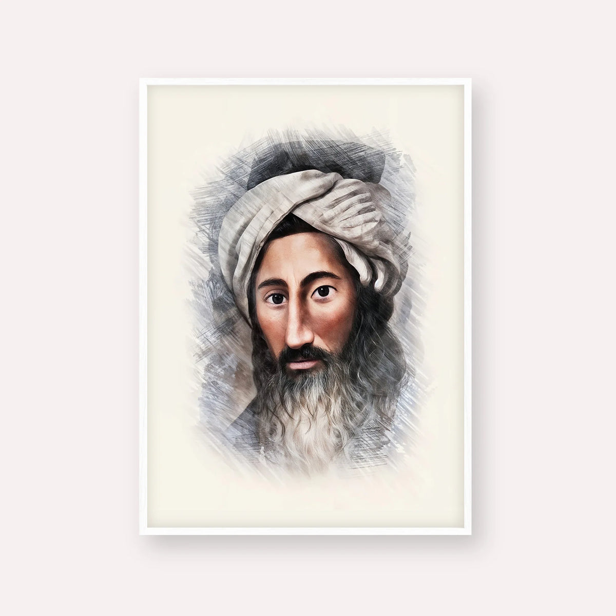 The Chida – White Frame Vertical | Jewish Wall Art, Gedolim Pictures