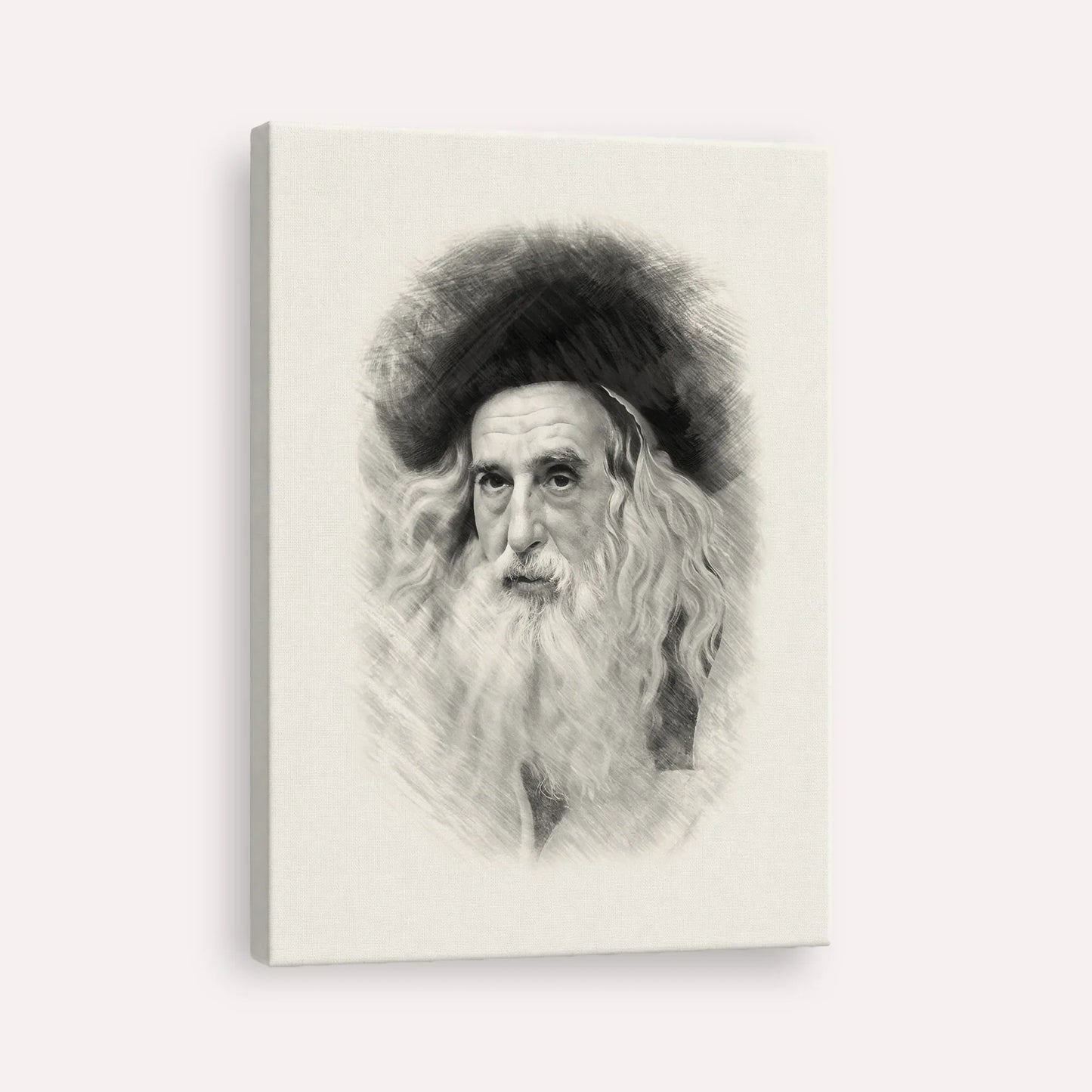 The Ribnitzer – Black & White – Canvas Vertical | Jewish Wall Art, Gedolim Pictures