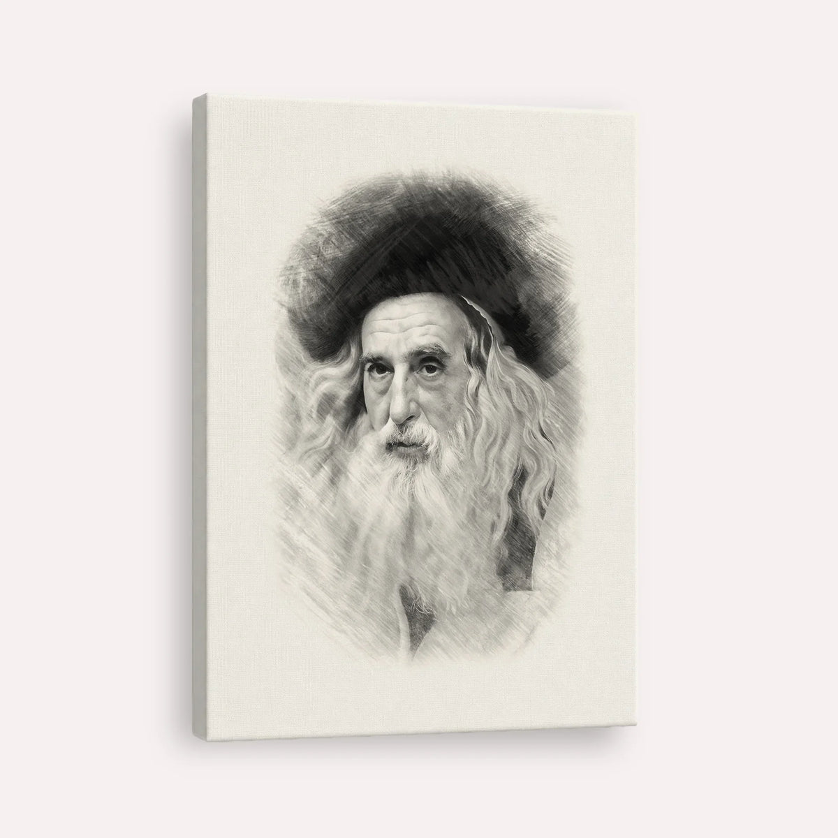 The Ribnitzer – Black & White – Canvas Vertical | Jewish Wall Art, Gedolim Pictures