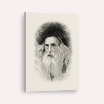 The Ribnitzer – Black & White – Canvas Vertical | Jewish Wall Art, Gedolim Pictures