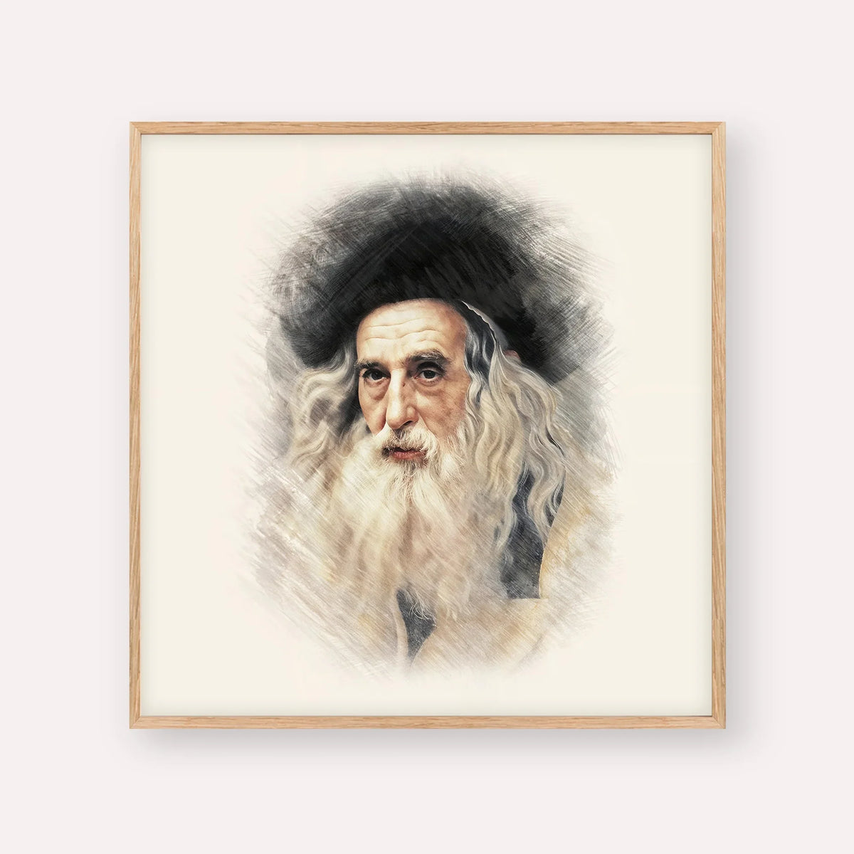The Ribnitzer – Wood Frame Square | Jewish Wall Art, Gedolim Pictures
