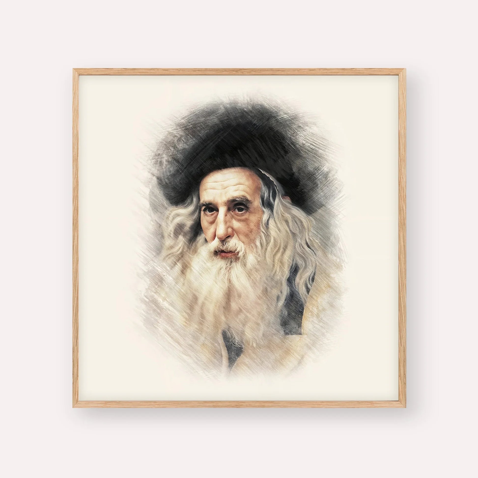 The Ribnitzer – Wood Frame Square | Jewish Wall Art, Gedolim Pictures