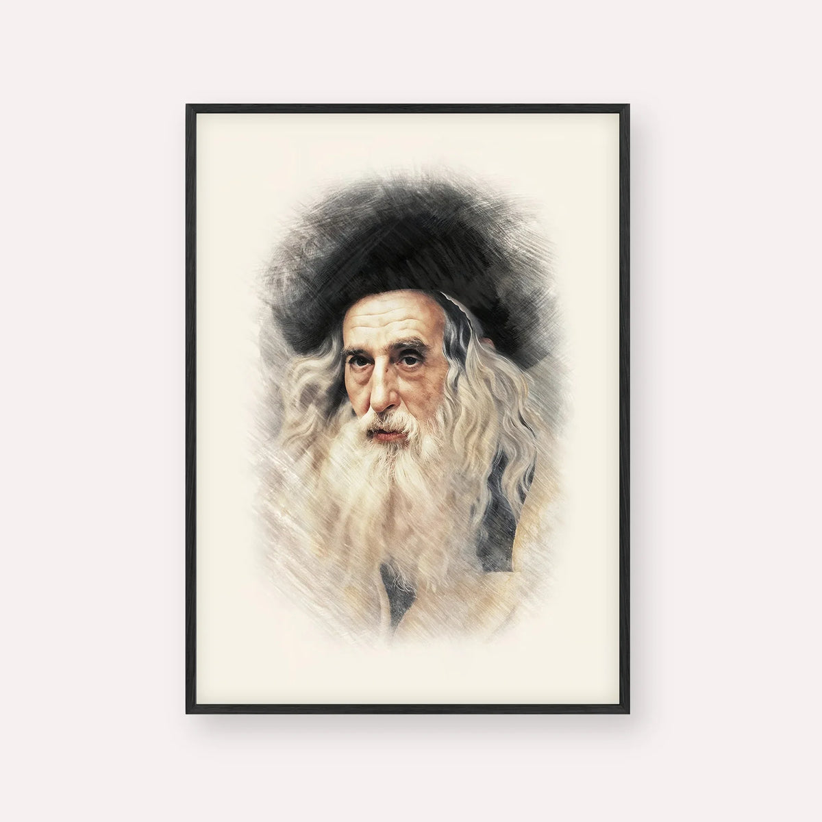 The Ribnitzer – Black Frame Vertical | Jewish Wall Art, Gedolim Pictures