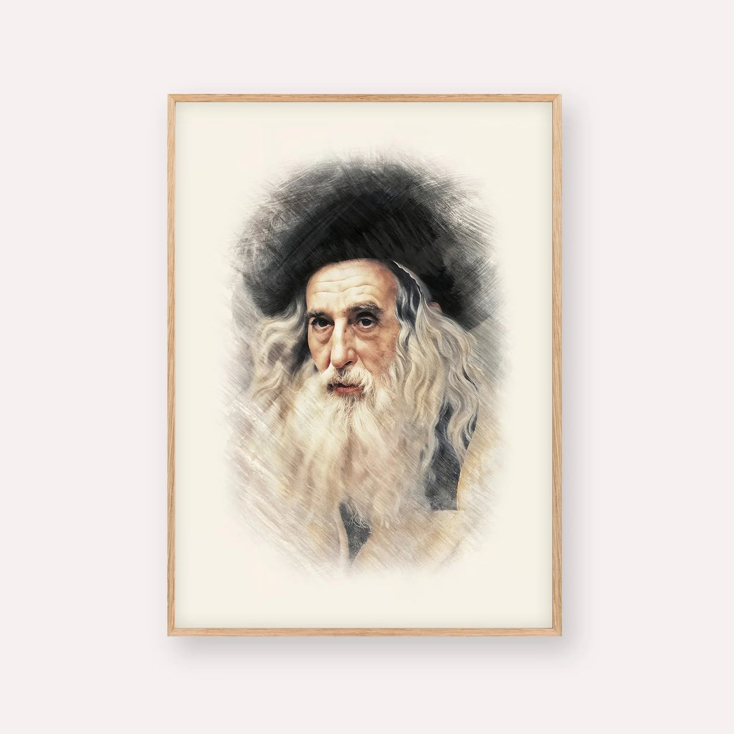 The Ribnitzer – Wood Frame Vertical | Jewish Wall Art, Gedolim Pictures