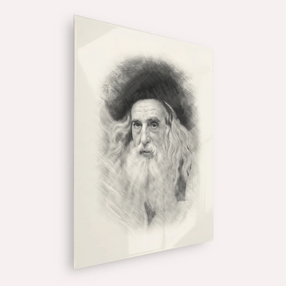 The Ribnitzer – Black & White – Acrylic Glass Vertical | Jewish Wall Art, Gedolim Pictures