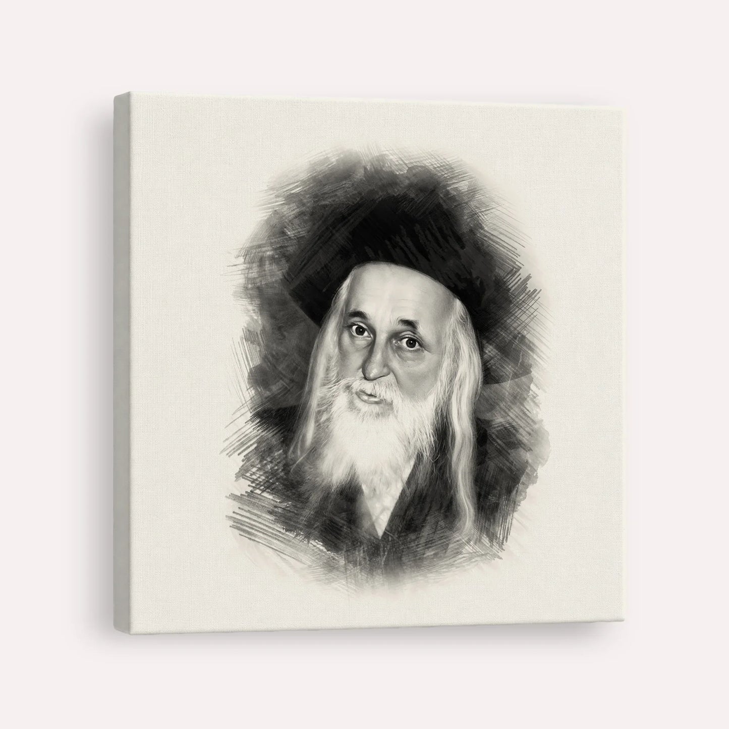 The Satmar Rebbe (Rabbi Yoel Teitelbaum) – Black & White – Canvas Square | Jewish Wall Art, Gedolim Pictures