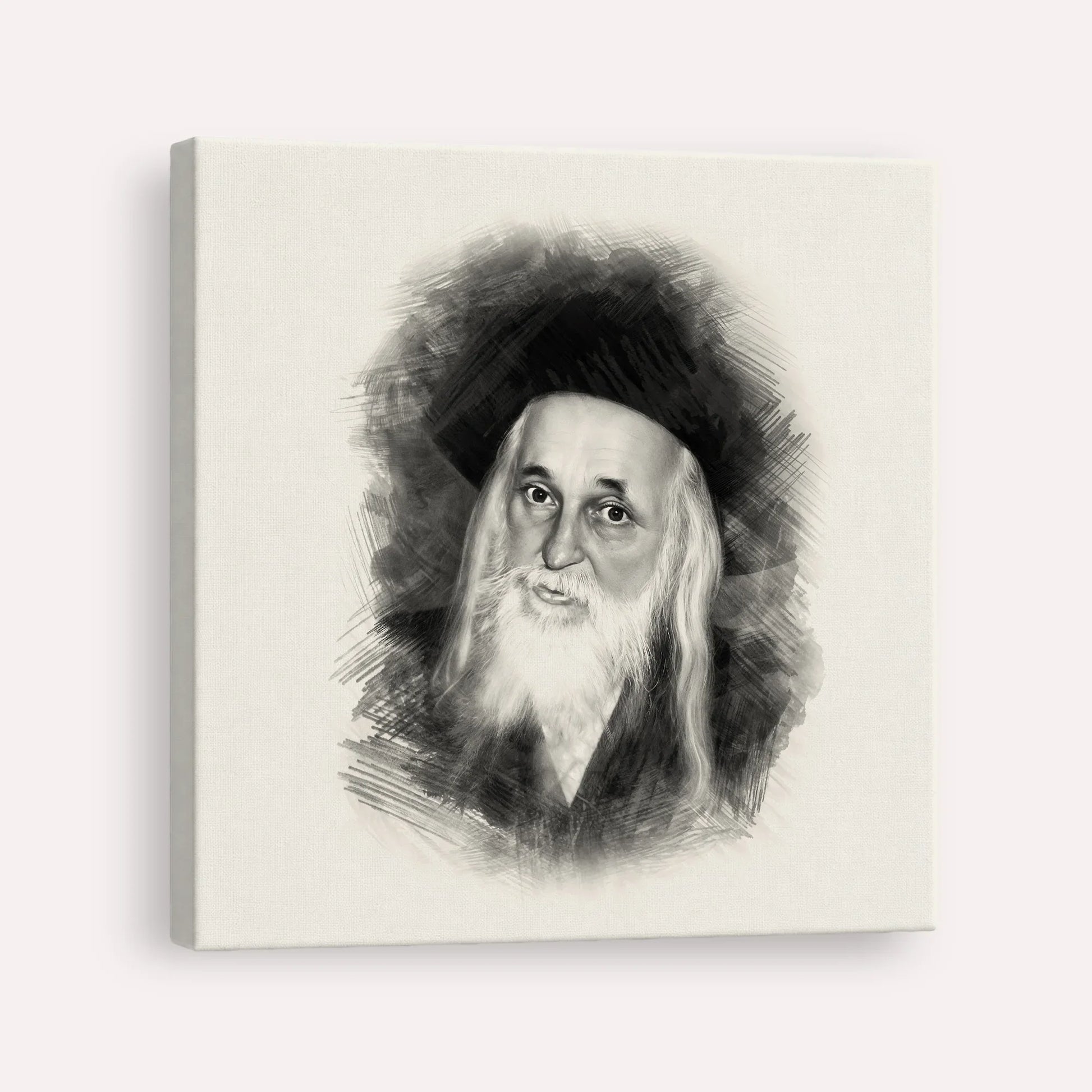 The Satmar Rebbe (Rabbi Yoel Teitelbaum) – Black & White – Canvas Square | Jewish Wall Art, Gedolim Pictures