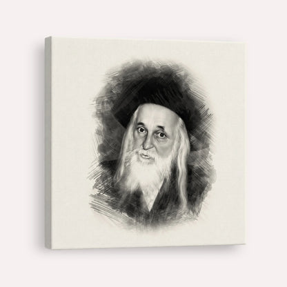 The Satmar Rebbe (Rabbi Yoel Teitelbaum) – Black & White – Canvas Square | Jewish Wall Art, Gedolim Pictures