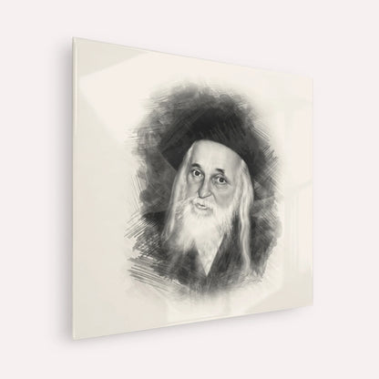 The Satmar Rebbe (Rabbi Yoel Teitelbaum) – Black & White – Acrylic Glass Square | Jewish Wall Art, Gedolim Pictures