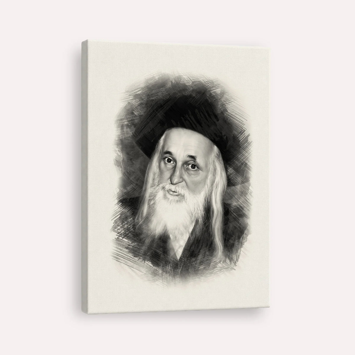 The Satmar Rebbe (Rabbi Yoel Teitelbaum) – Black & White – Canvas Vertical | Jewish Wall Art, Gedolim Pictures