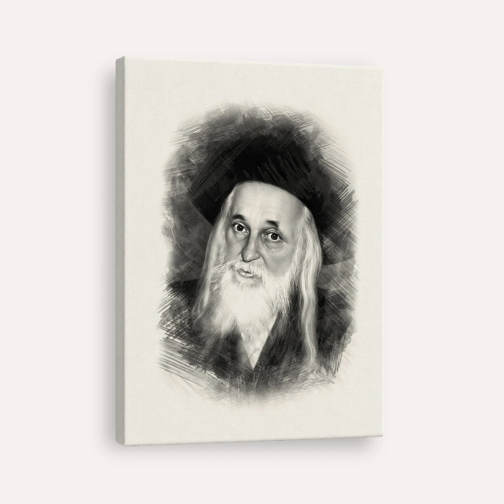 The Satmar Rebbe (Rabbi Yoel Teitelbaum) – Black & White – Canvas Vertical | Jewish Wall Art, Gedolim Pictures
