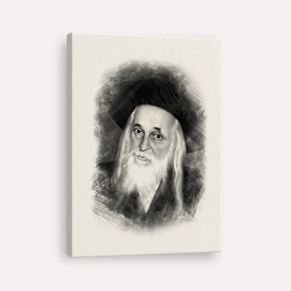 The Satmar Rebbe (Rabbi Yoel Teitelbaum) – Black & White – Canvas Vertical | Jewish Wall Art, Gedolim Pictures