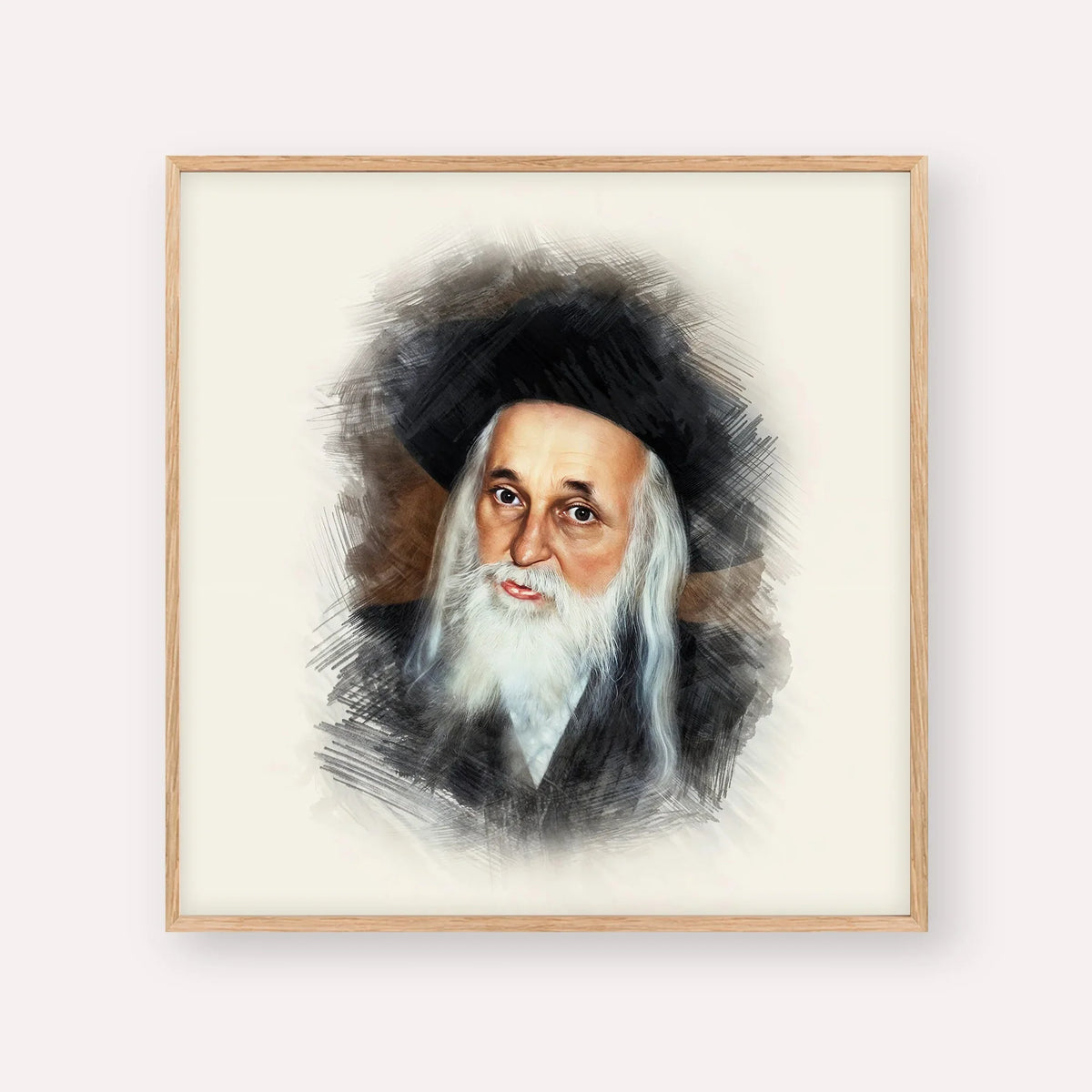 The Satmar Rebbe (Rabbi Yoel Teitelbaum) – Wood Frame Square | Jewish Wall Art, Gedolim Pictures