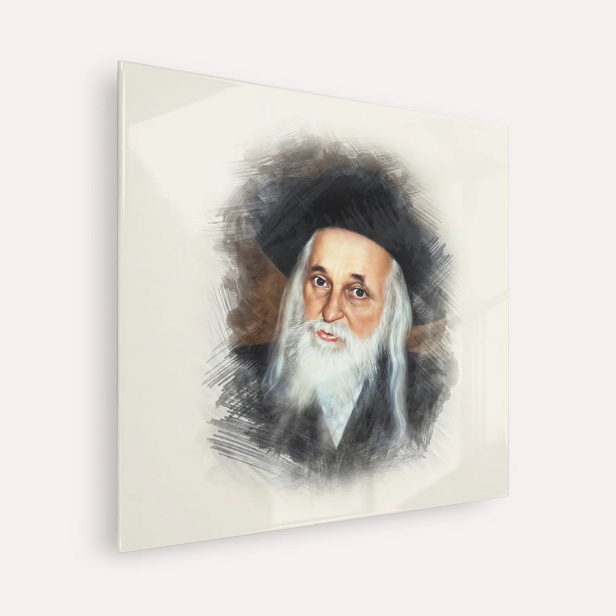The Satmar Rebbe (Rabbi Yoel Teitelbaum) – Acrylic Glass Square | Jewish Wall Art, Gedolim Pictures