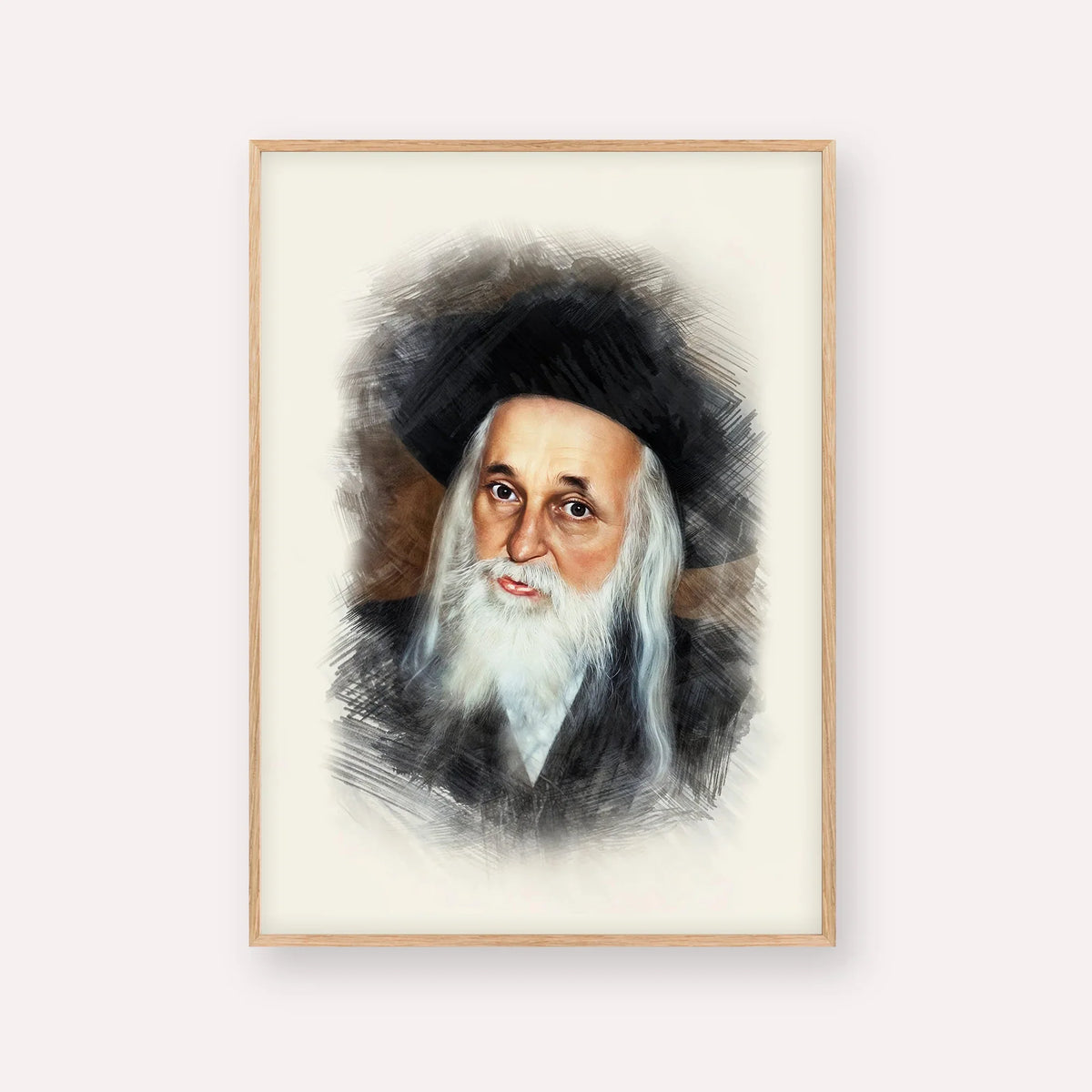 The Satmar Rebbe (Rabbi Yoel Teitelbaum) – Wood Frame Vertical | Jewish Wall Art, Gedolim Pictures