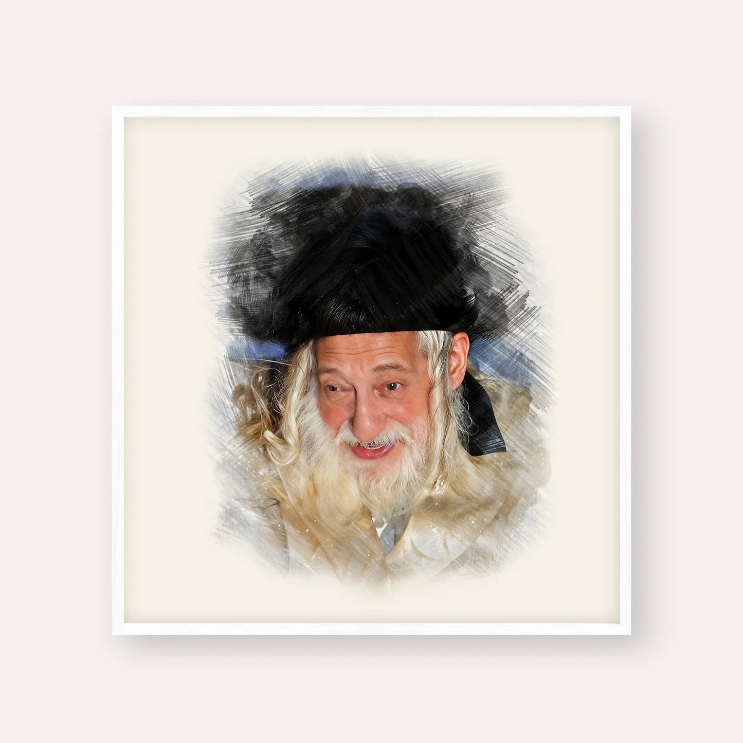 The Skulener Rebbe - Rabbi Yisroel Avrohom Portugal – White Frame Square | Jewish Wall Art, Gedolim Pictures