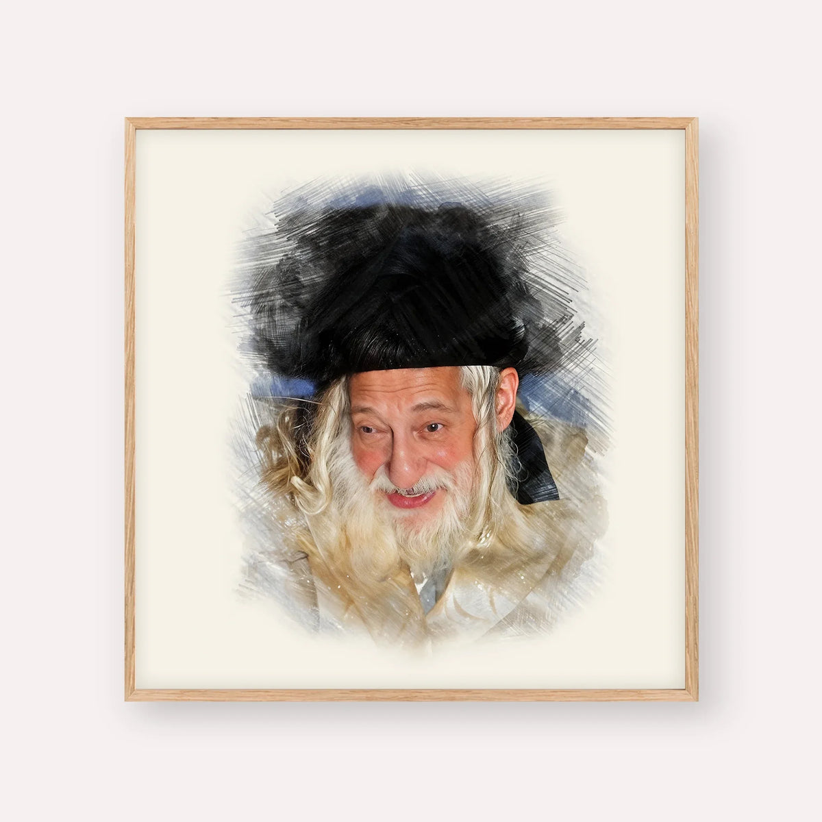 The Skulener Rebbe - Rabbi Yisroel Avrohom Portugal – Wood Frame Square | Jewish Wall Art, Gedolim Pictures