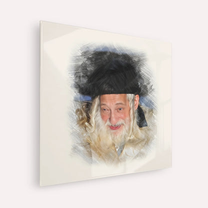 The Skulener Rebbe - Rabbi Yisroel Avrohom Portugal – Acrylic Glass Square | Jewish Wall Art, Gedolim Pictures